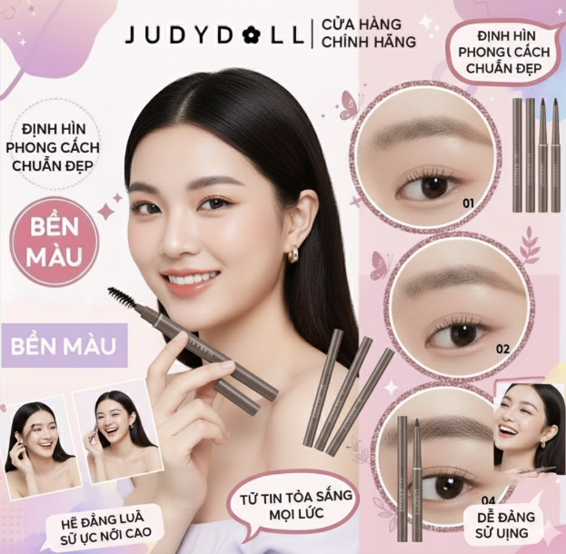 Chì Kẻ Mày Lâu Trôi Judydoll Long-Lasting Eyebrow Gel Pencil – Bút Kẻ Mày 2 Đầu Dạng Gel Lên Màu Tự Nhiên